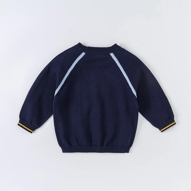 dave&bella Dave Bella Airplane Embroidery Navy Cardigan DB1221068