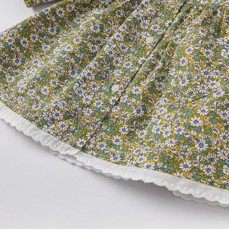 dave&bella デイブベラ ビッグカラーグリーンフローラルワンピース DB1221229