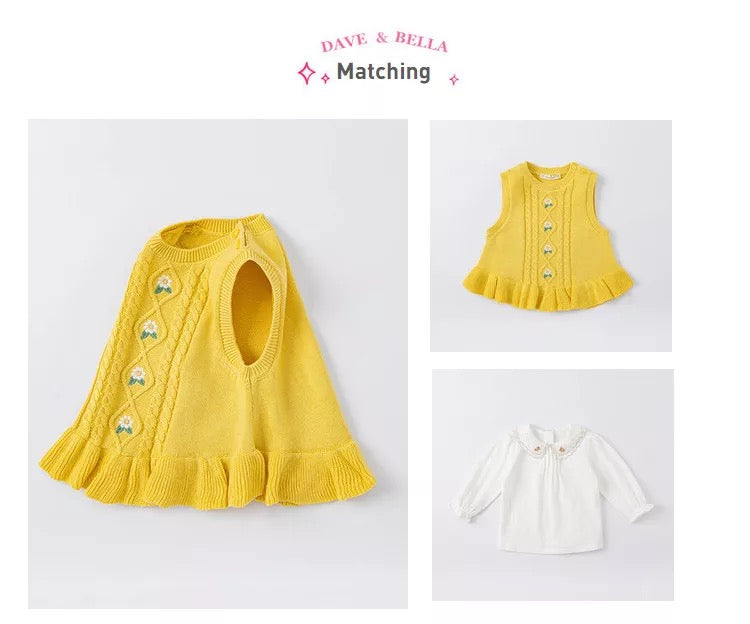 dave&bella デイブベラ フラワー刺繍イエローベスト DB1221228
