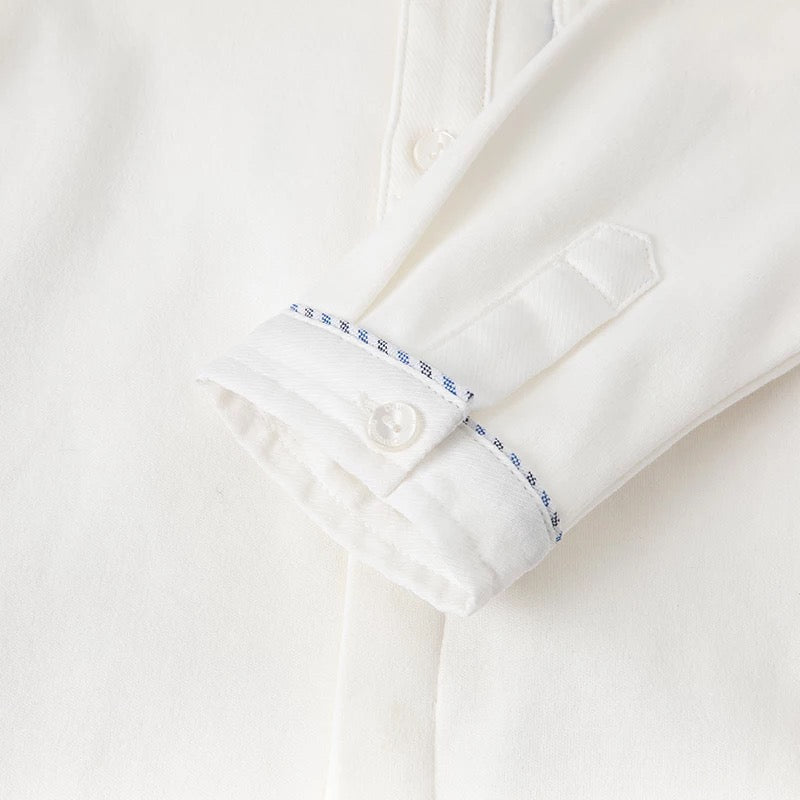 dave&bella デイブベラ ブルーストライプボウタイ付きロゴ刺繍シャツ DB1220739