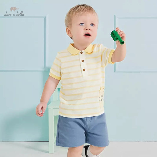 dave&bella デイブベラ タイガーポケットイエローボーダーポロシャツセットアップ DB2221392 90cm