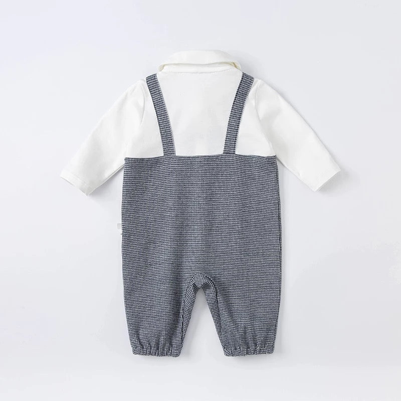 dave&bella Dave Bella Bear-chan point dress-up romper with bowtie DB1221137