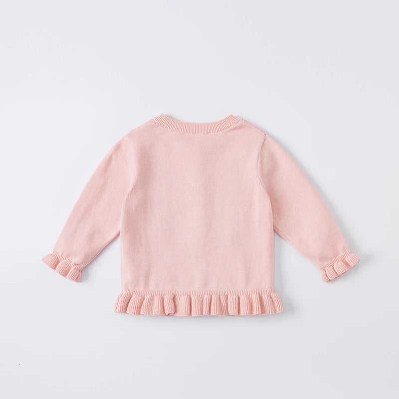 dave&bella デイブベラ バタフライ刺繍ピンクリボンカーディガン DB1221018