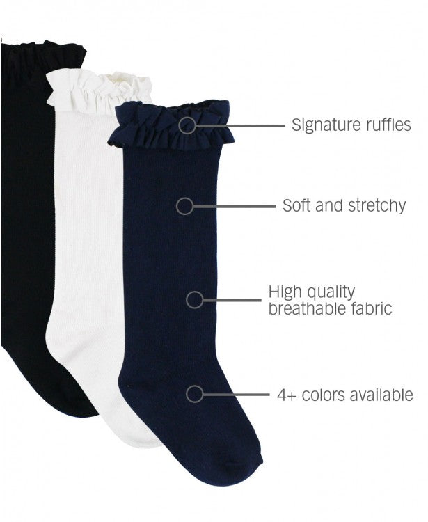 Ruffle Butts ラッフルバッツ 3-Pack White Navy Black Knee High Socks