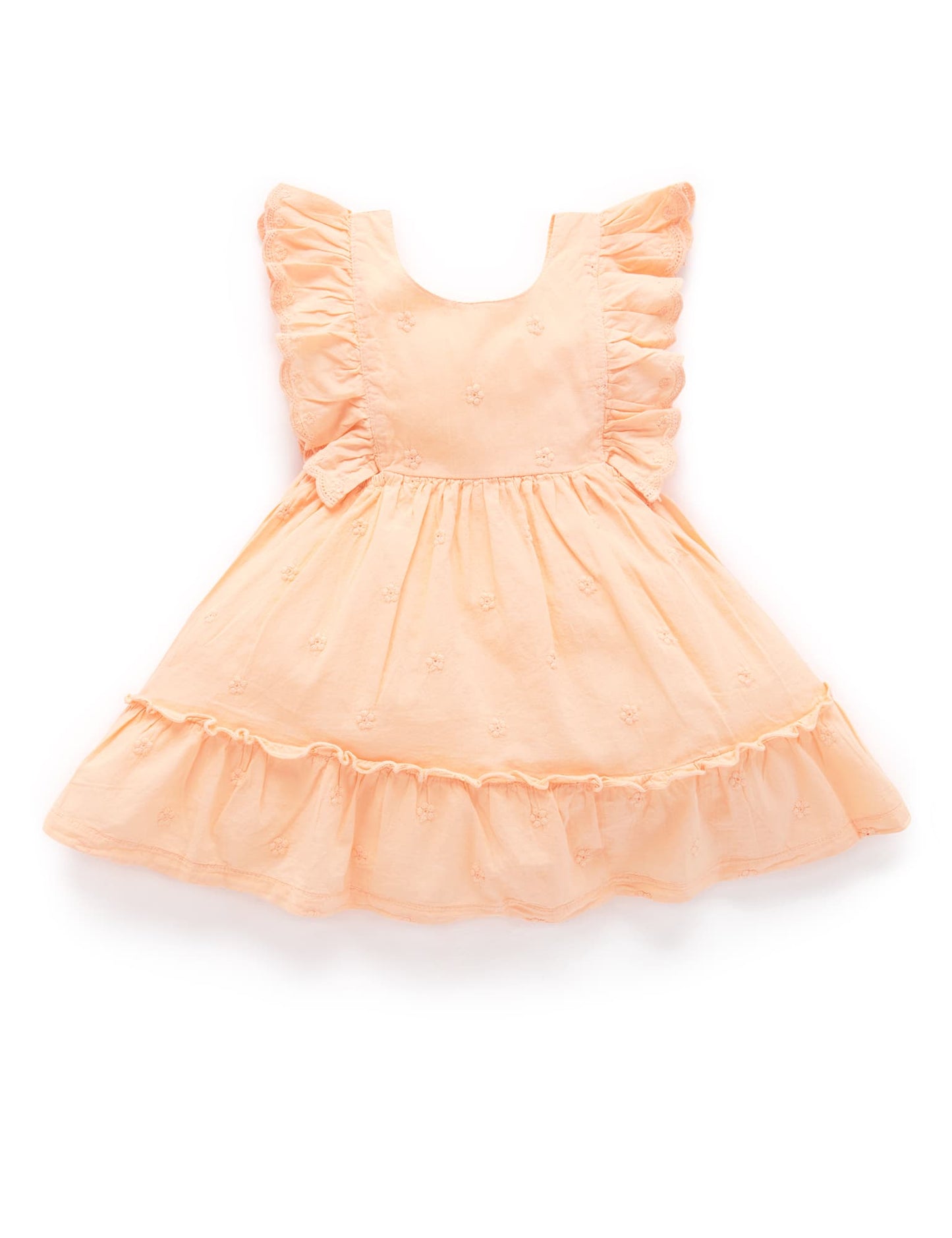 Purebaby Purebaby RUFFLE DRESS mango frangipani broderie PB2026S22