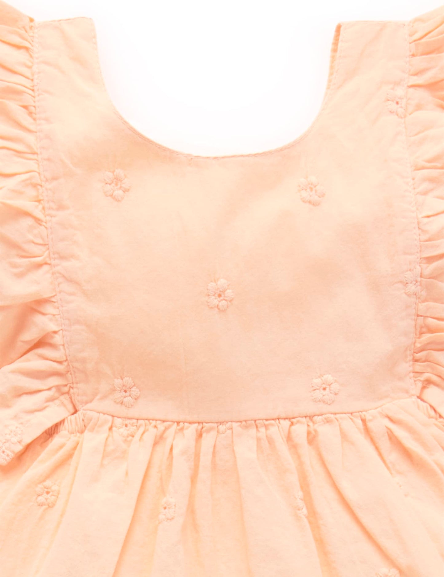 Purebaby Purebaby RUFFLE DRESS mango frangipani broderie PB2026S22