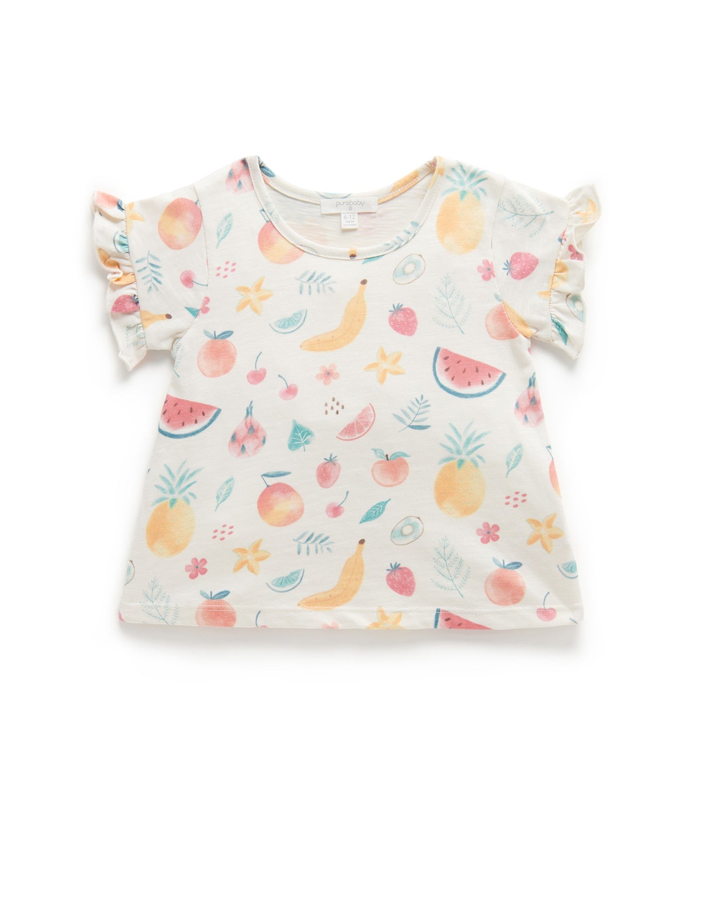 Purebaby RUFFLE TEE tropical fruits print PB1029S22
