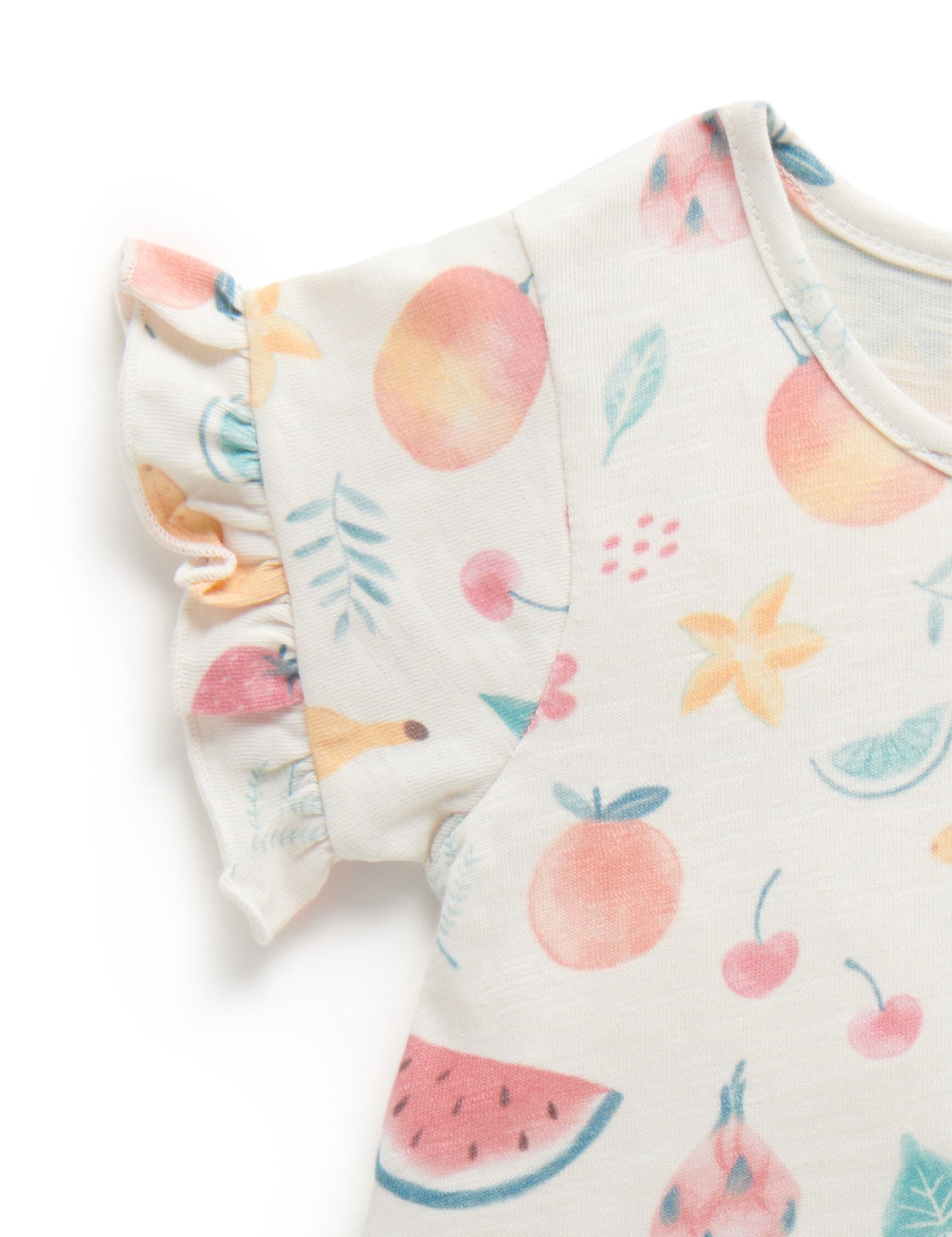 Purebaby RUFFLE TEE tropical fruits print PB1029S22