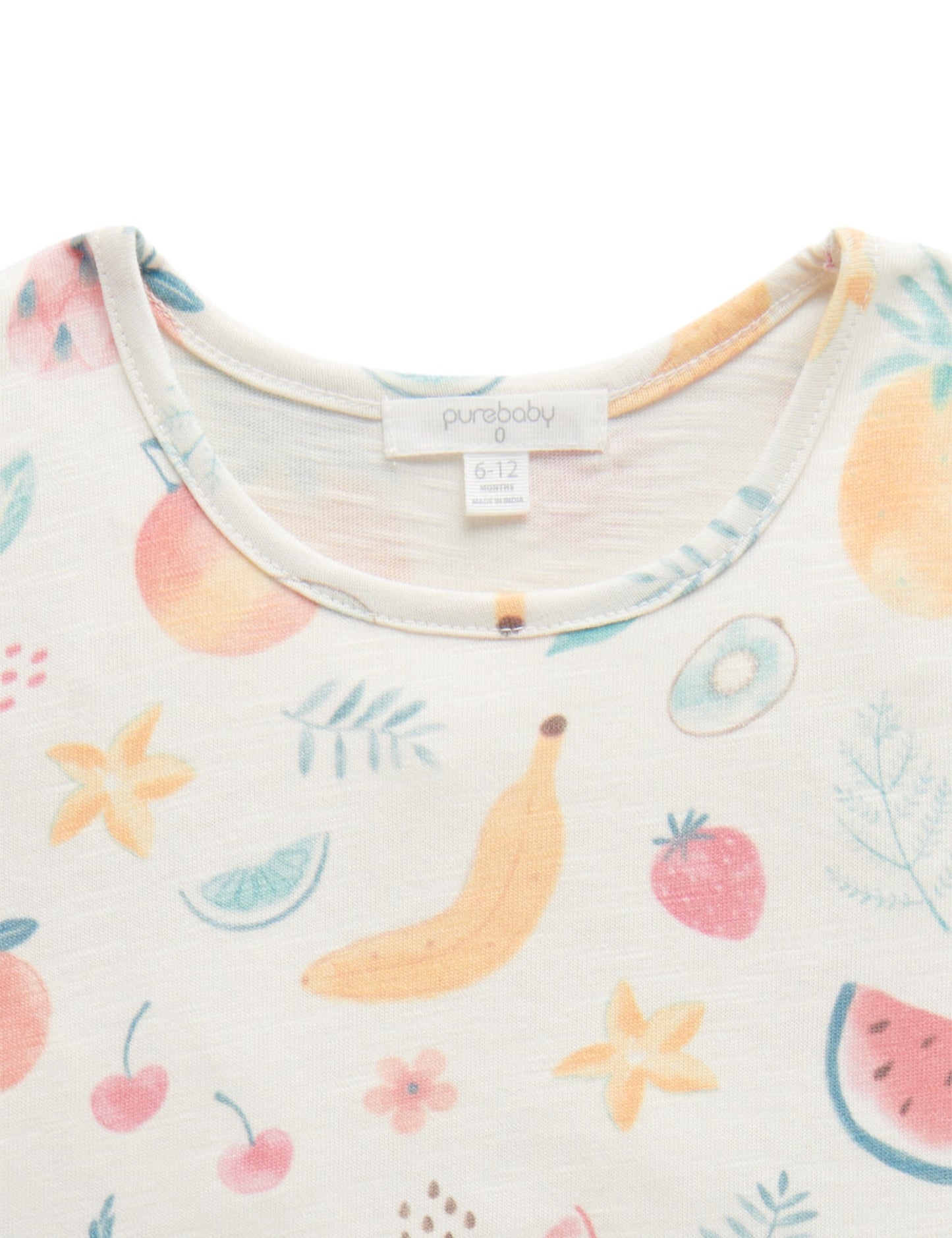 Purebaby RUFFLE TEE tropical fruits print PB1029S22