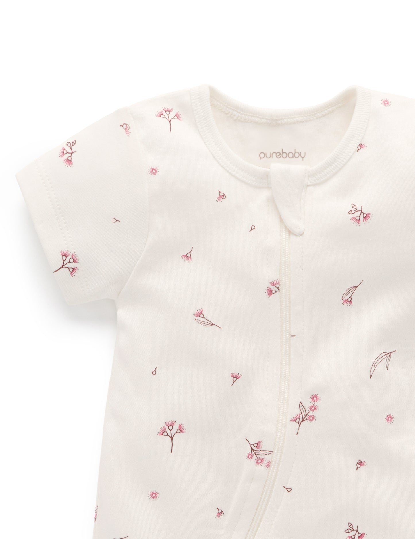 Purebaby Purebaby S/S SHORT LEG ZIP GROWSUIT vanilla blossom PE1005ES