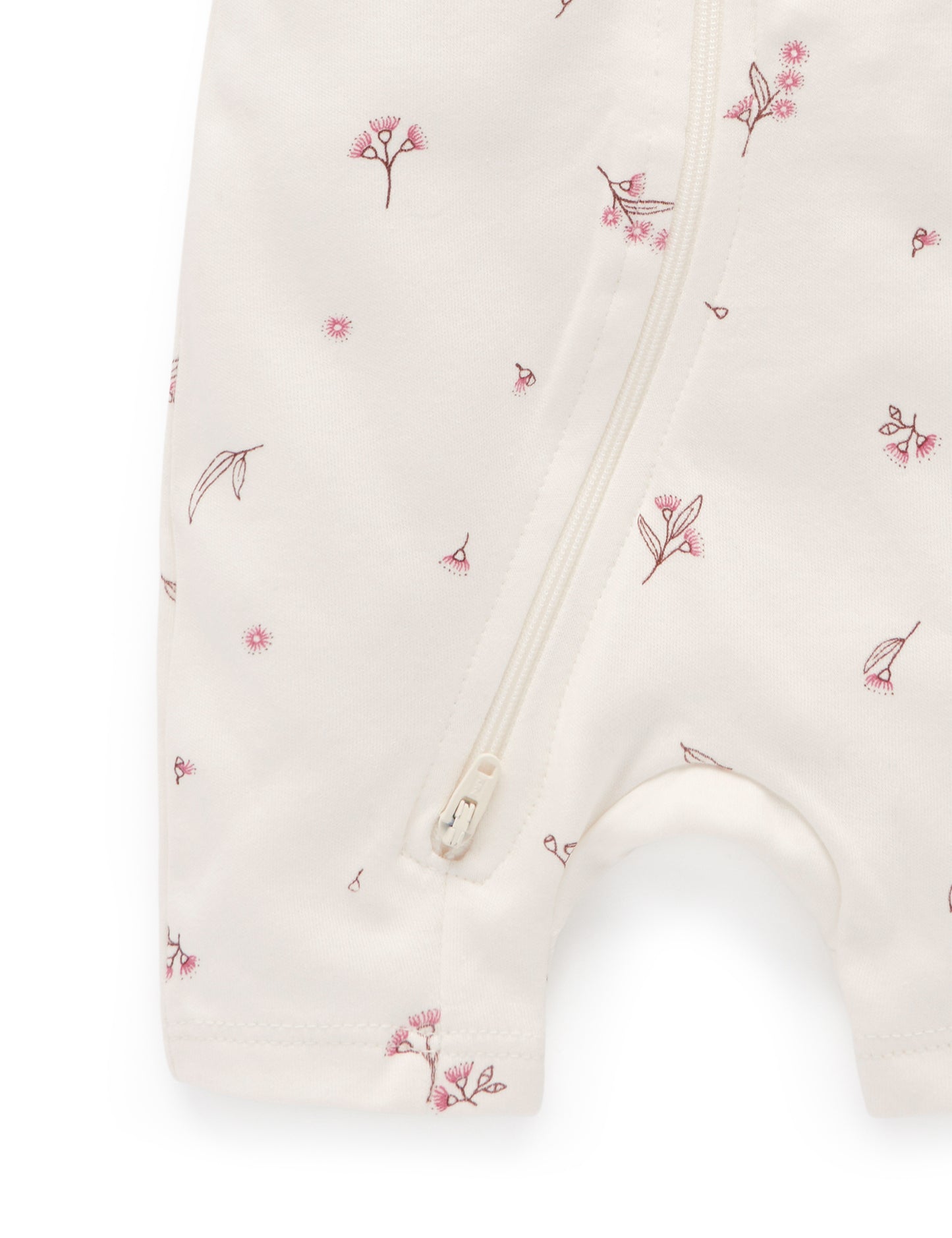 Purebaby Purebaby S/S SHORT LEG ZIP GROWSUIT vanilla blossom PE1005ES