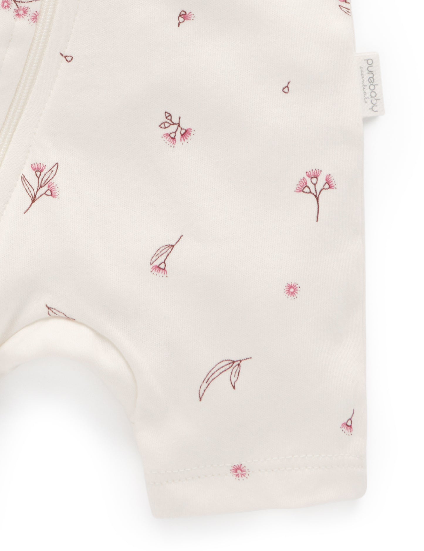 Purebaby Purebaby S/S SHORT LEG ZIP GROWSUIT vanilla blossom PE1005ES