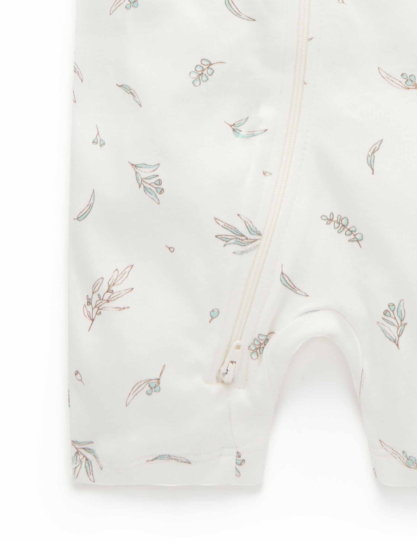 Purebaby Purebaby S/S SHORT LEG ZIP GROWSUIT vanilla eucalyptus PE1005ES