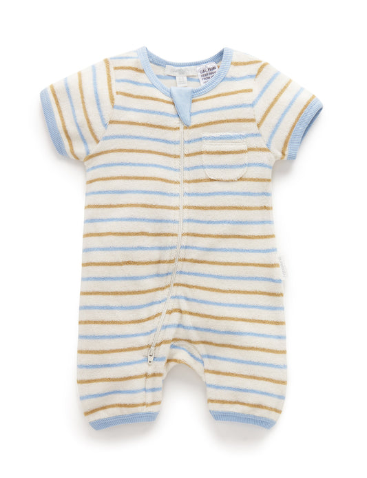 Purebaby ピュアベビー TOWELLING SHORTIE ZIP GROWSUIT PN1034S22