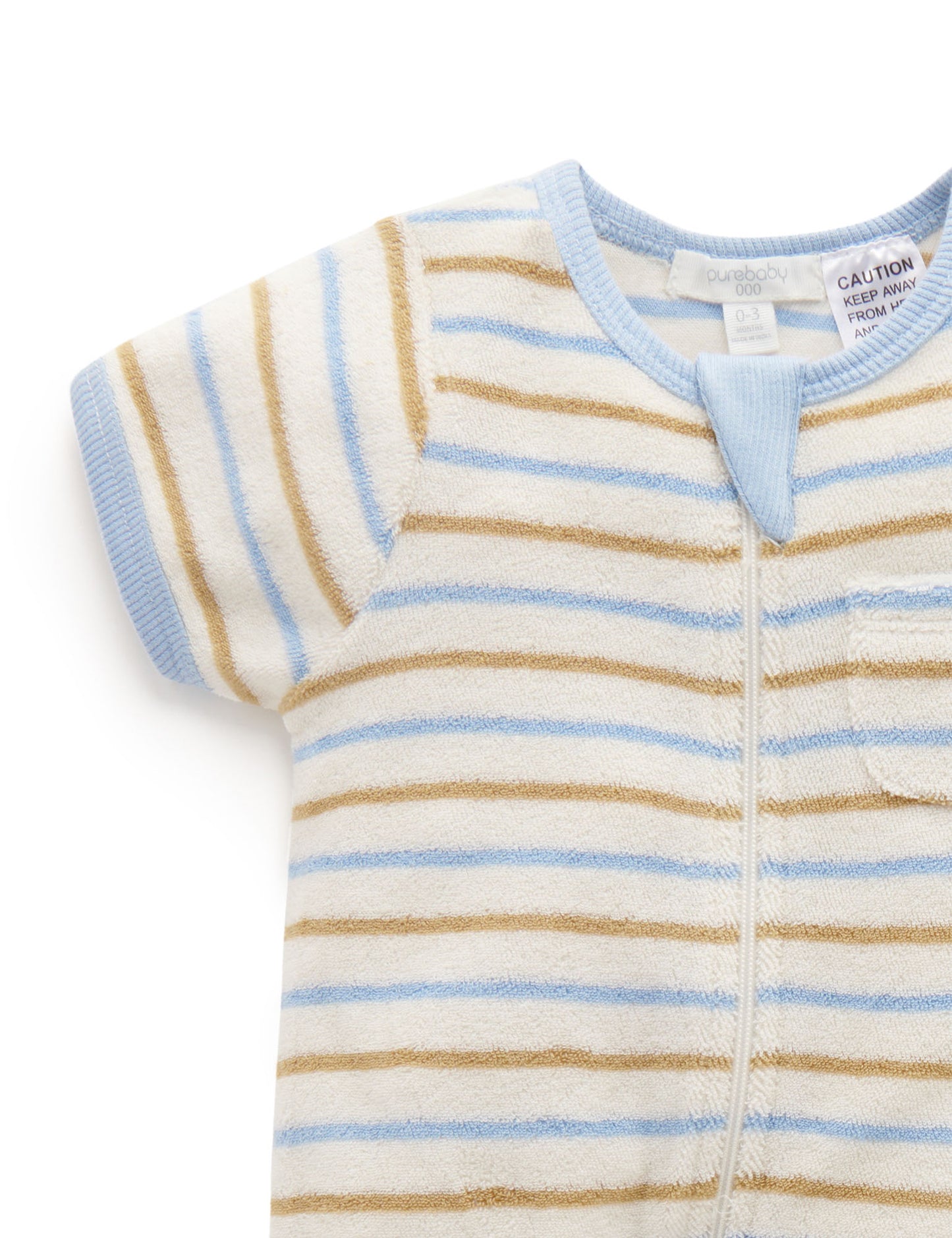 Purebaby ピュアベビー TOWELLING SHORTIE ZIP GROWSUIT PN1034S22