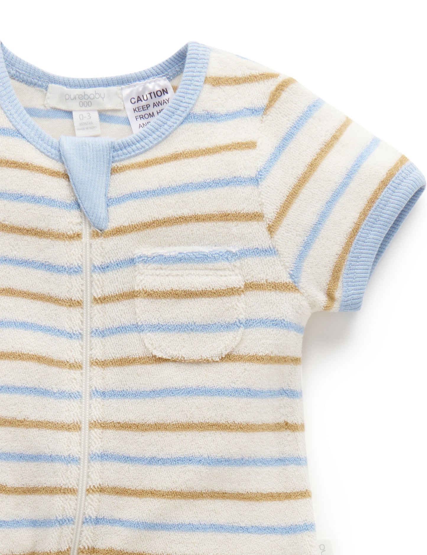 Purebaby ピュアベビー TOWELLING SHORTIE ZIP GROWSUIT PN1034S22