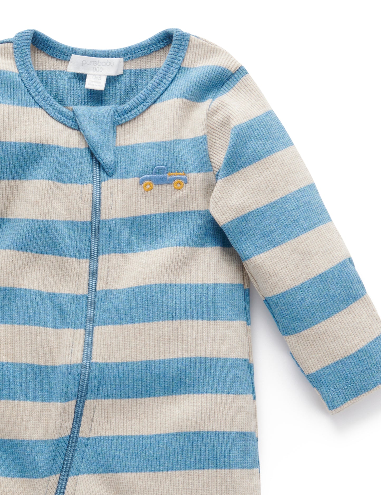 Purebaby TRUCK ZIP GROWSUIT PN1018W21