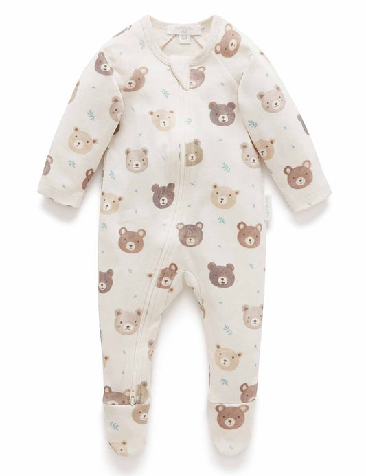 Purebaby ピュアベビー PRINTED ZIP GROWSUIT PN1005W22