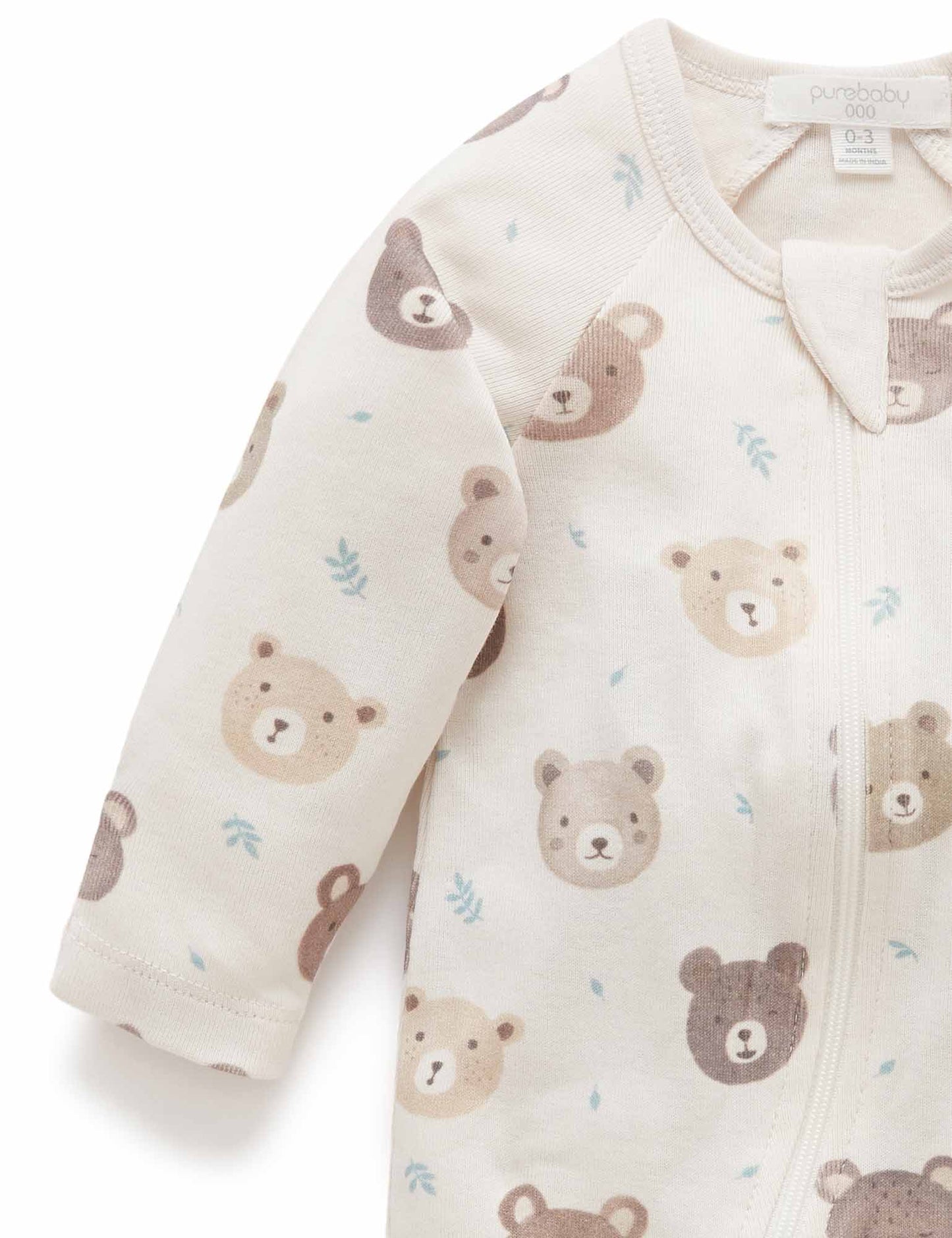 Purebaby Purebaby PRINTED ZIP GROWSUIT PN1005W22