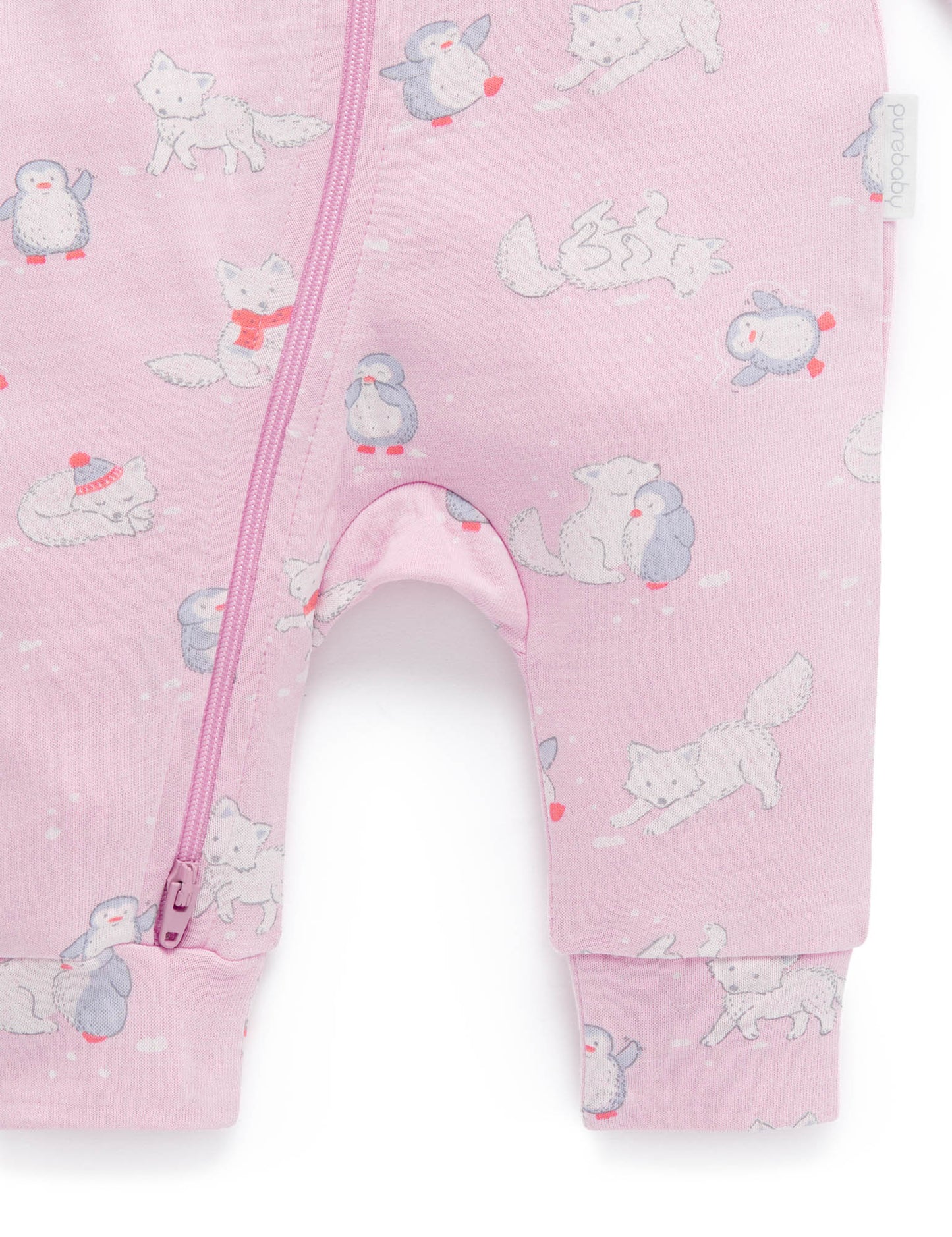 Purebaby FOOTLESS ZIP GROWSUIT frolicking foxes print PN1043W23
