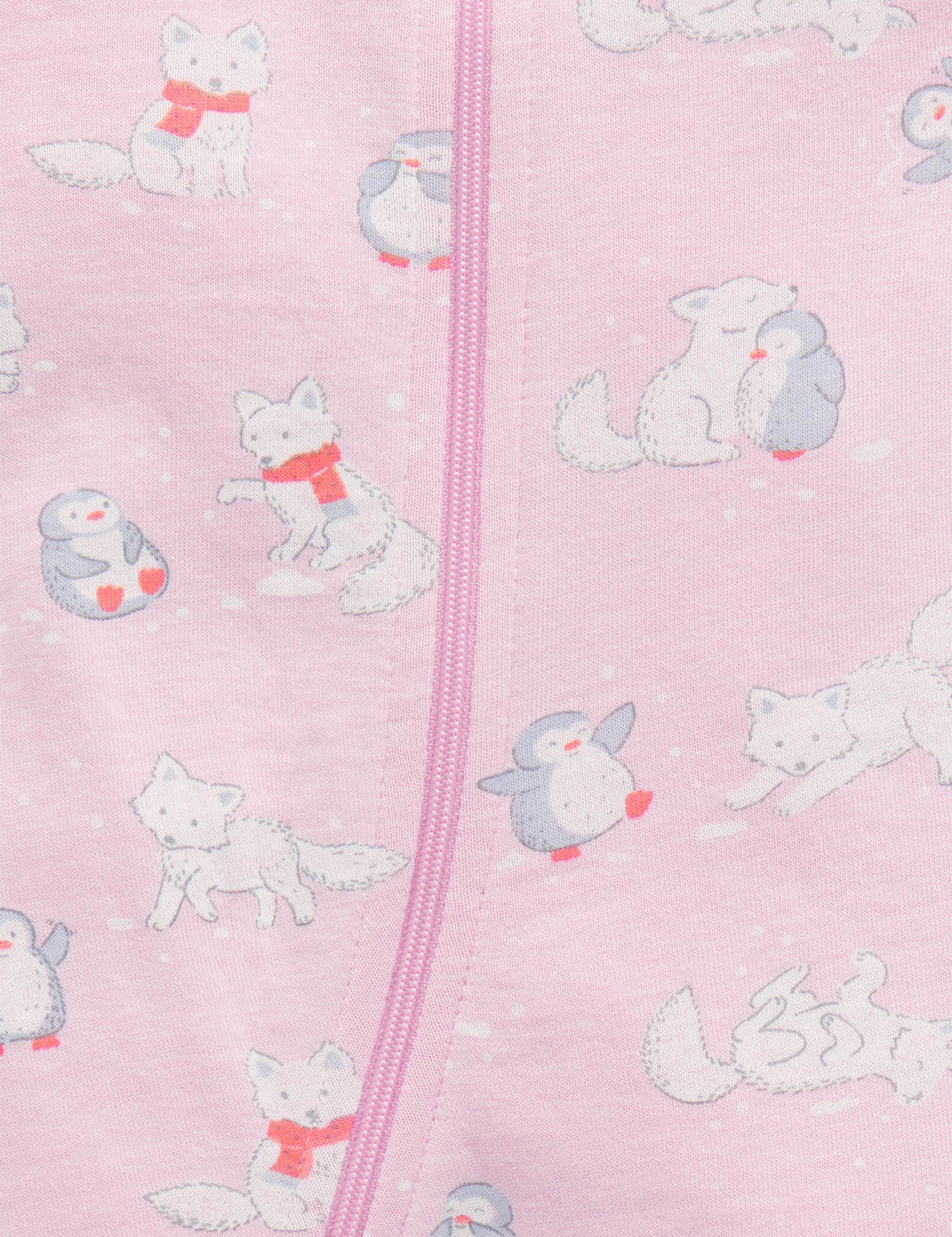 Purebaby FOOTLESS ZIP GROWSUIT frolicking foxes print PN1043W23