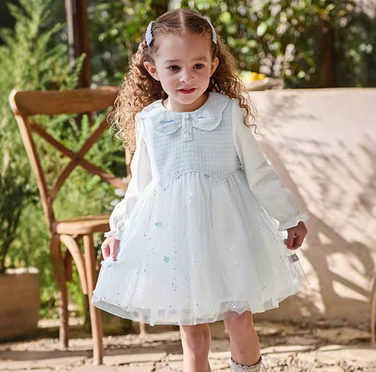 【予約】dave&bella デイブベラ　スカイブルーチュールスカートワンピース　DB1261040