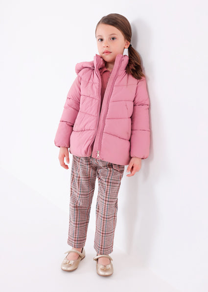 Mayoral Pink padded coat with removable hood 