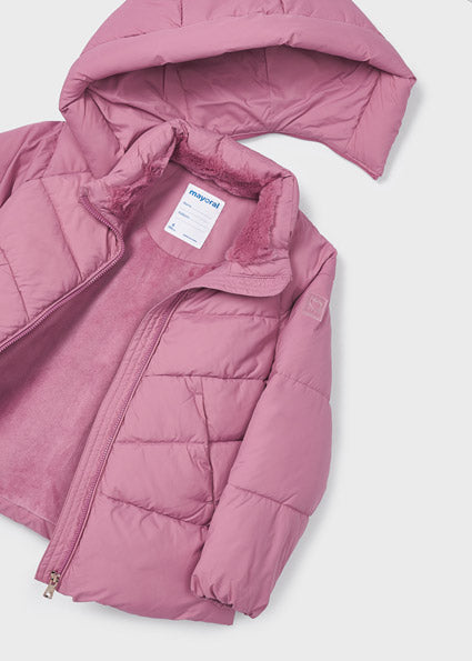 Mayoral Pink padded coat with removable hood 