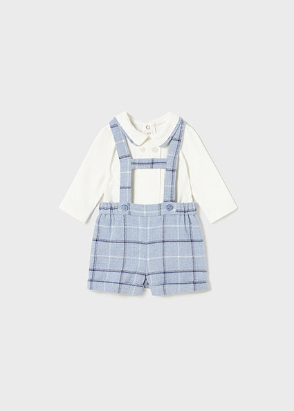 Mayoral Romper &amp; H suspension shorts set light blue