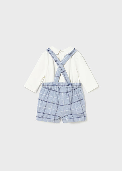 Mayoral Romper &amp; H suspension shorts set light blue