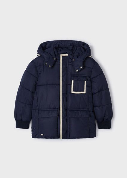 Mayoral Navy coat with detachable hood 