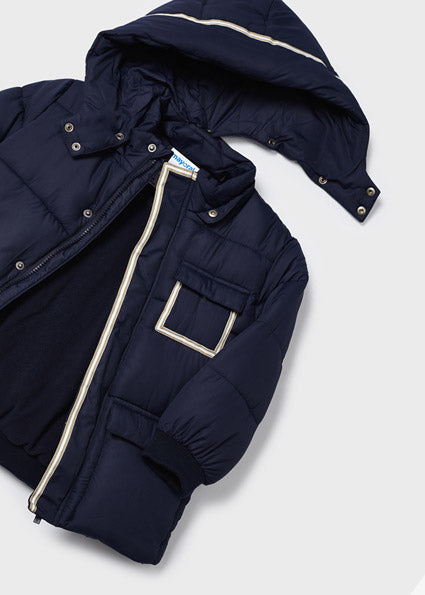 Mayoral Navy coat with detachable hood 