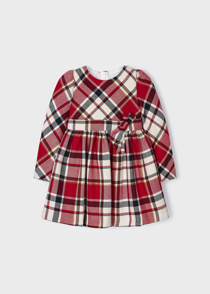 mayoral waist ribbon check dress 