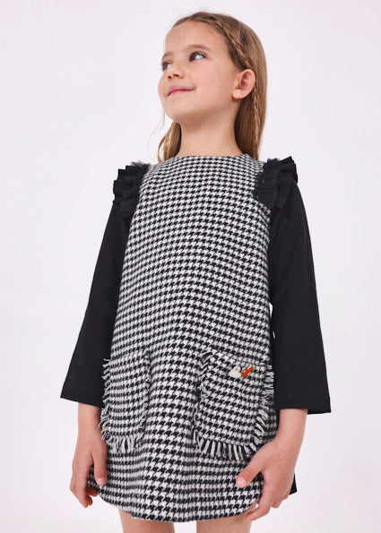 mayoral Houndstooth pattern dress with heart motif 