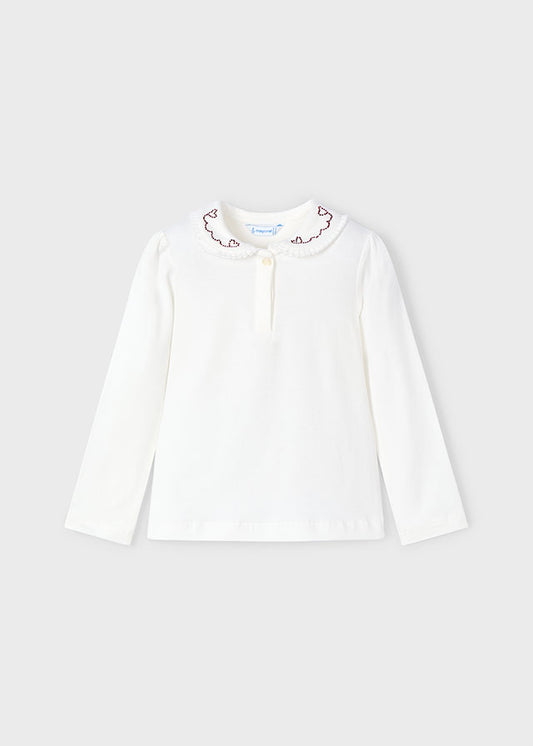 Mayoral マヨラル Basic decorated collar polo shirt for girls 131