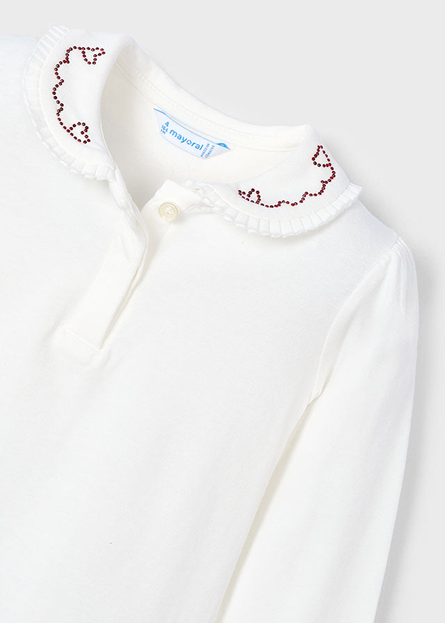 Mayoral マヨラル Basic decorated collar polo shirt for girls 131