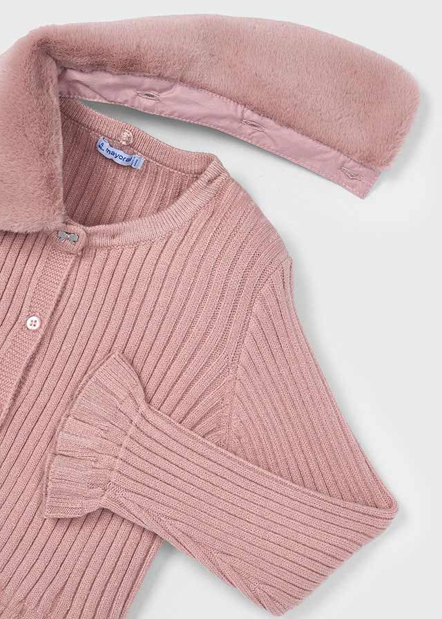 Mayoral　Faux fur collar cardigan　Makeup