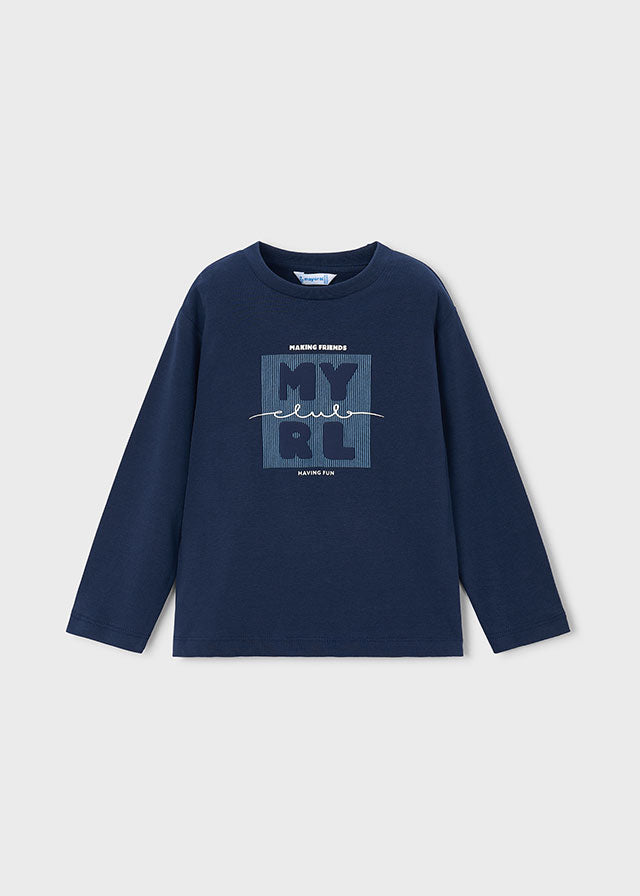Mayoral マヨラル　L/s basic t-shirt　ロゴロンＴ　ネイビー