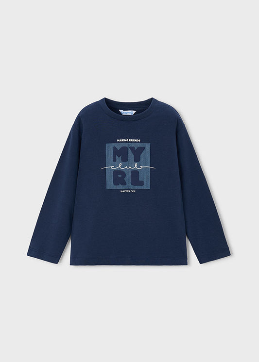 Mayoral マヨラル　L/s basic t-shirt　ロゴロンＴ　ネイビー