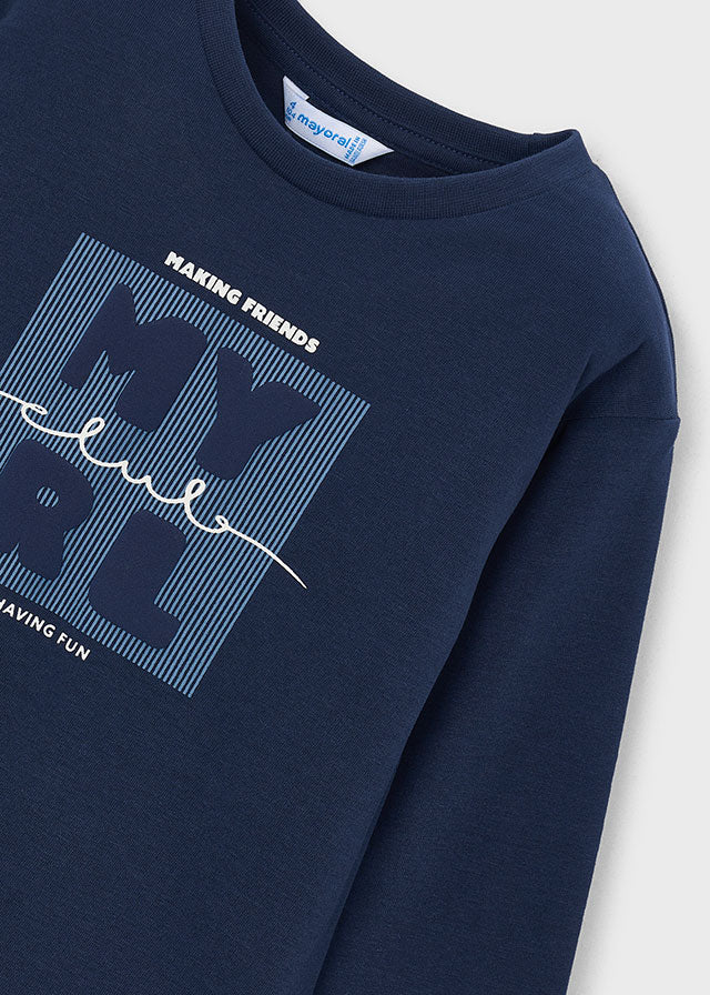 Mayoral マヨラル　L/s basic t-shirt　ロゴロンＴ　ネイビー