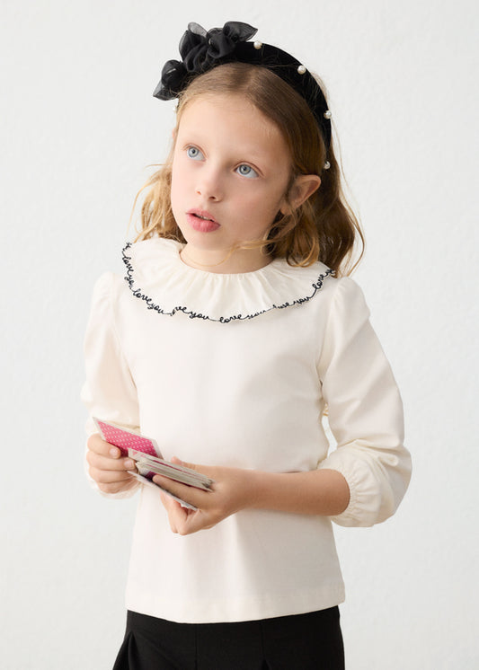 Mayoral　マヨラル　Ruffled neckline blouse