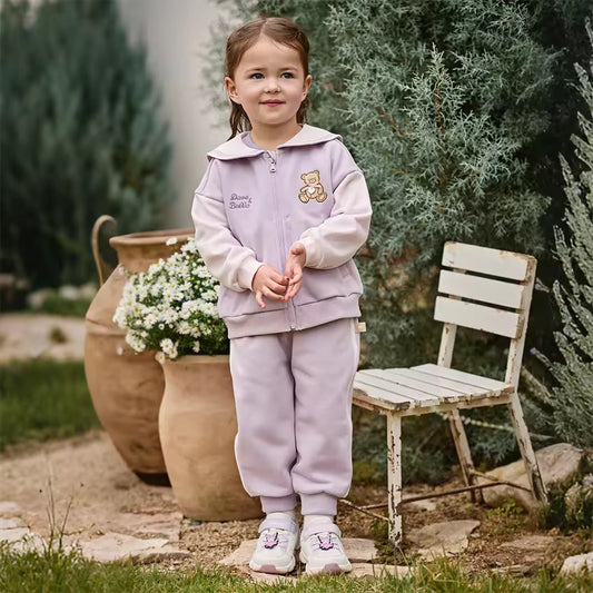 【予約】dave&bella デイブベラ　テディベア刺繍ジャージーセットアップ　DB1260805