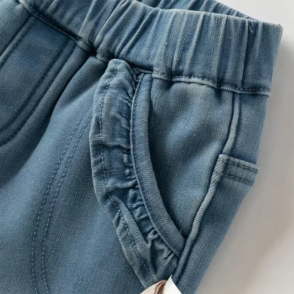 【予約】dave&bella デイブベラ　裾刺繍裏起毛デニムパンツ　DB4253761