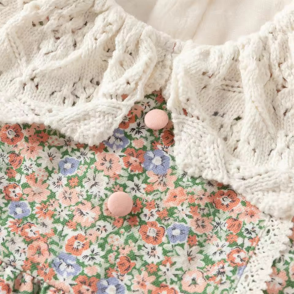 【予約】dave&bella デイブベラ　ニット襟裏起毛フローラルワンピース　DB4251838