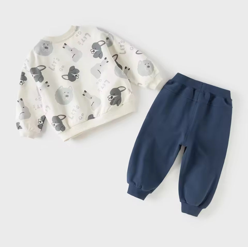 【予約】dave&bella デイブベラ　パピーイラストトップス&パンツセット　DB1260257