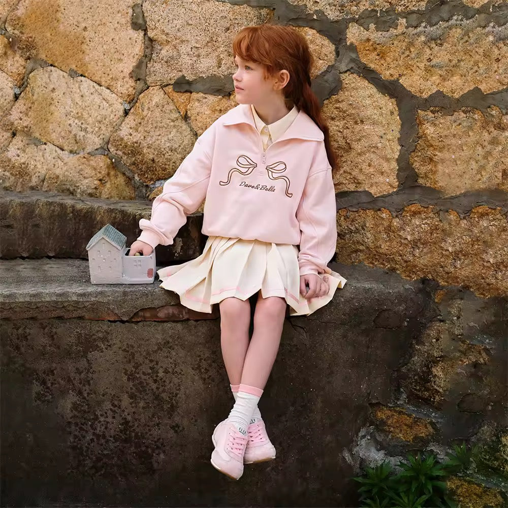 【予約】dave&bella デイブベラ　リボンデザイントップス&プリーツスカートセット　DK3253393