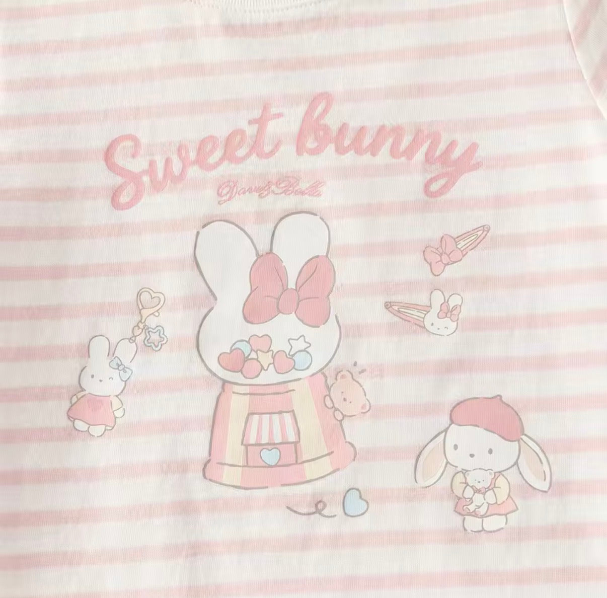 【予約】dave&bella　デイブベラ　うさちゃんイラストボーダーTシャツ　DB2262389