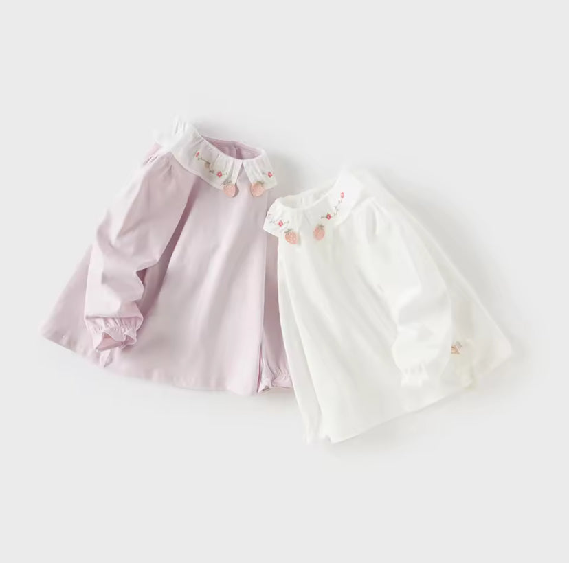 【予約】dave&bella デイブベラ　いちご刺繍襟ブラウス　DB3252647