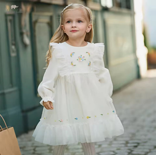 【予約】dave&bella　デイブベラ　フラワー刺繍チュールドレス　DB1260623