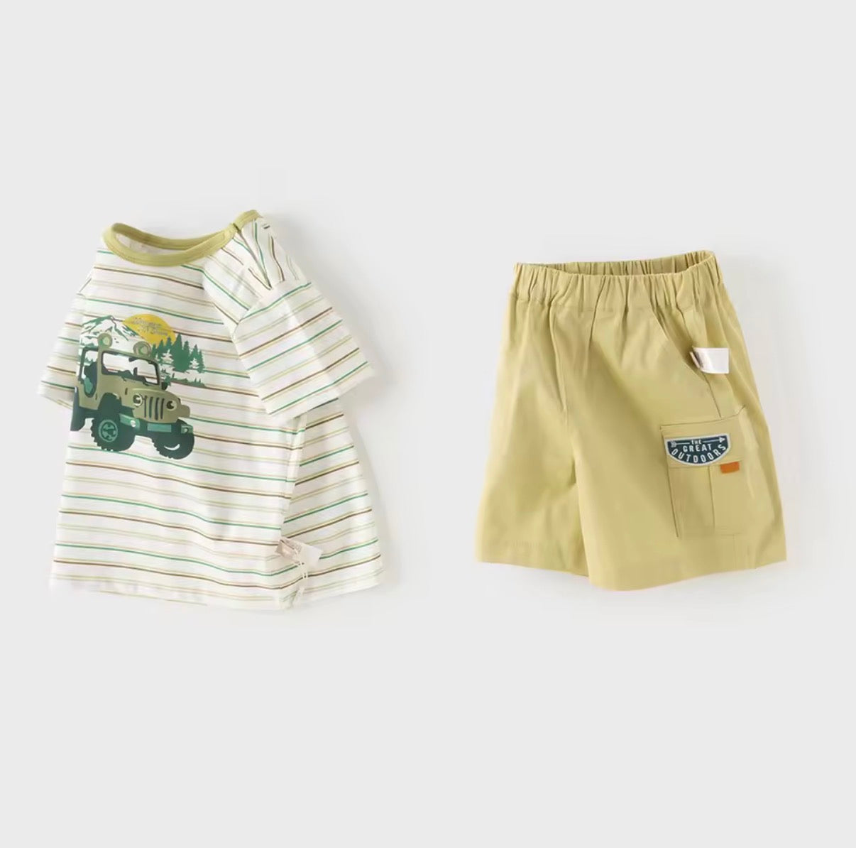 【予約】dave&bella デイブベラ　イラストボーダーTシャツ&ハーフパンツセット　DB2260611